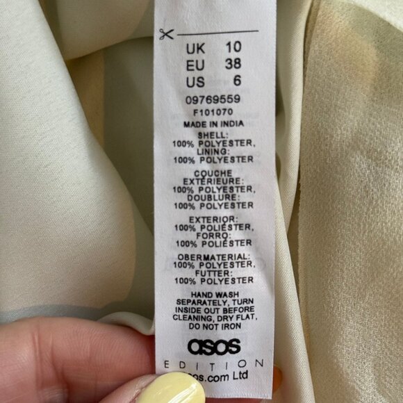 ASOS White, Gold, Silver Long Sleeve Sequin Zebra Print Wrap Midi Dress Size 6 - Picture 13 of 16